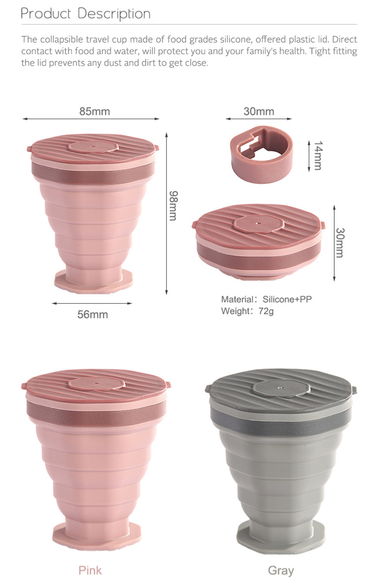 silicone foldable coffee cup with handle