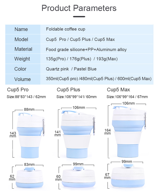 silicone collapsible coffee cup mugs