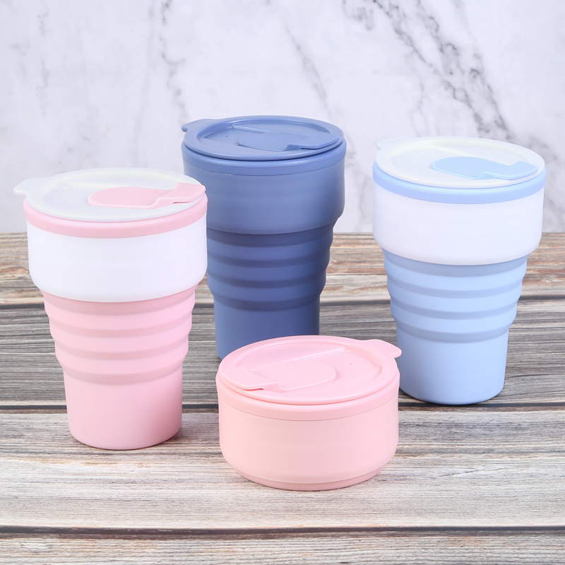 silicone foldable coffee cup with lid