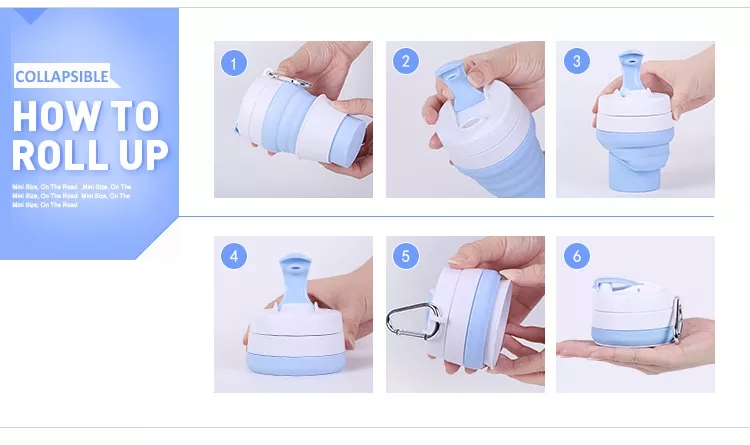 silicone foldable cups with lid